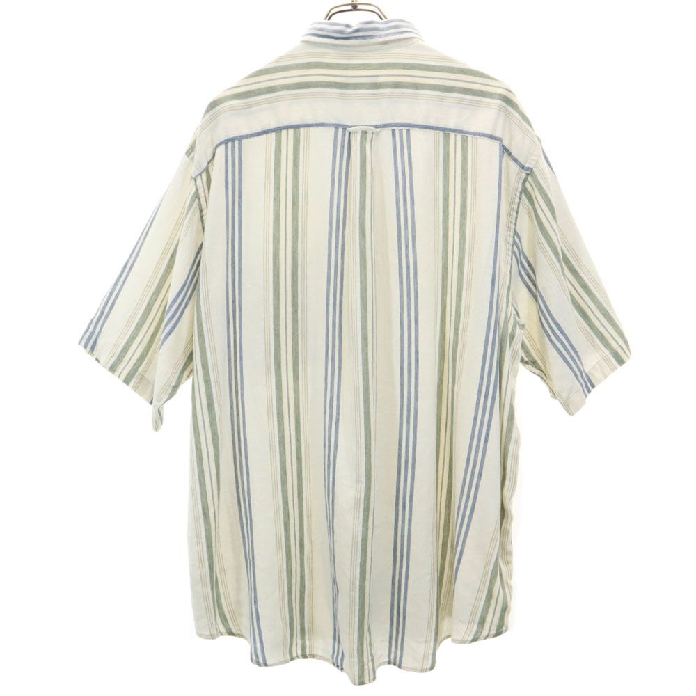 ノーティカ 90s オールド ストライプ柄 半袖 ボタンダウンシャツ XL ホワイト系 NAUTICA メンズ