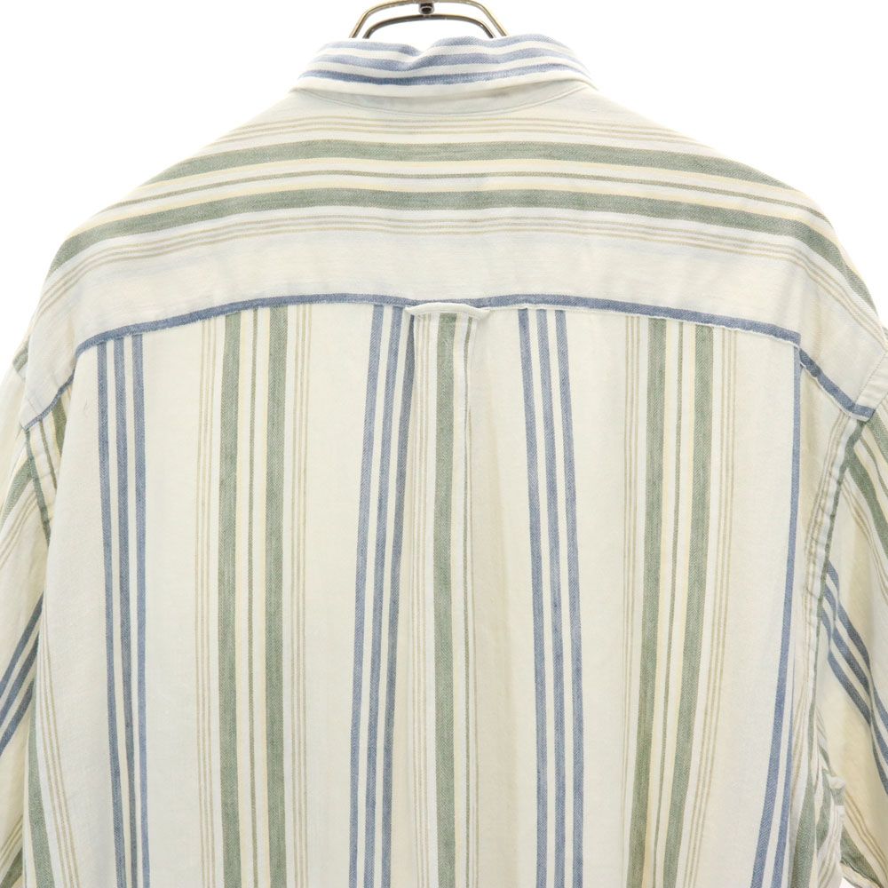 ノーティカ 90s オールド ストライプ柄 半袖 ボタンダウンシャツ XL ホワイト系 NAUTICA メンズ