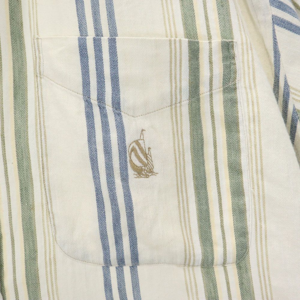 ノーティカ 90s オールド ストライプ柄 半袖 ボタンダウンシャツ XL ホワイト系 NAUTICA メンズ