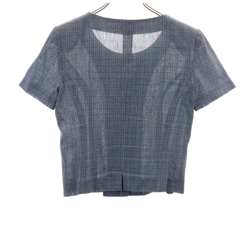 Chloe クロエ チェック 半袖 シャツ 40 グレー 肩パット レディース