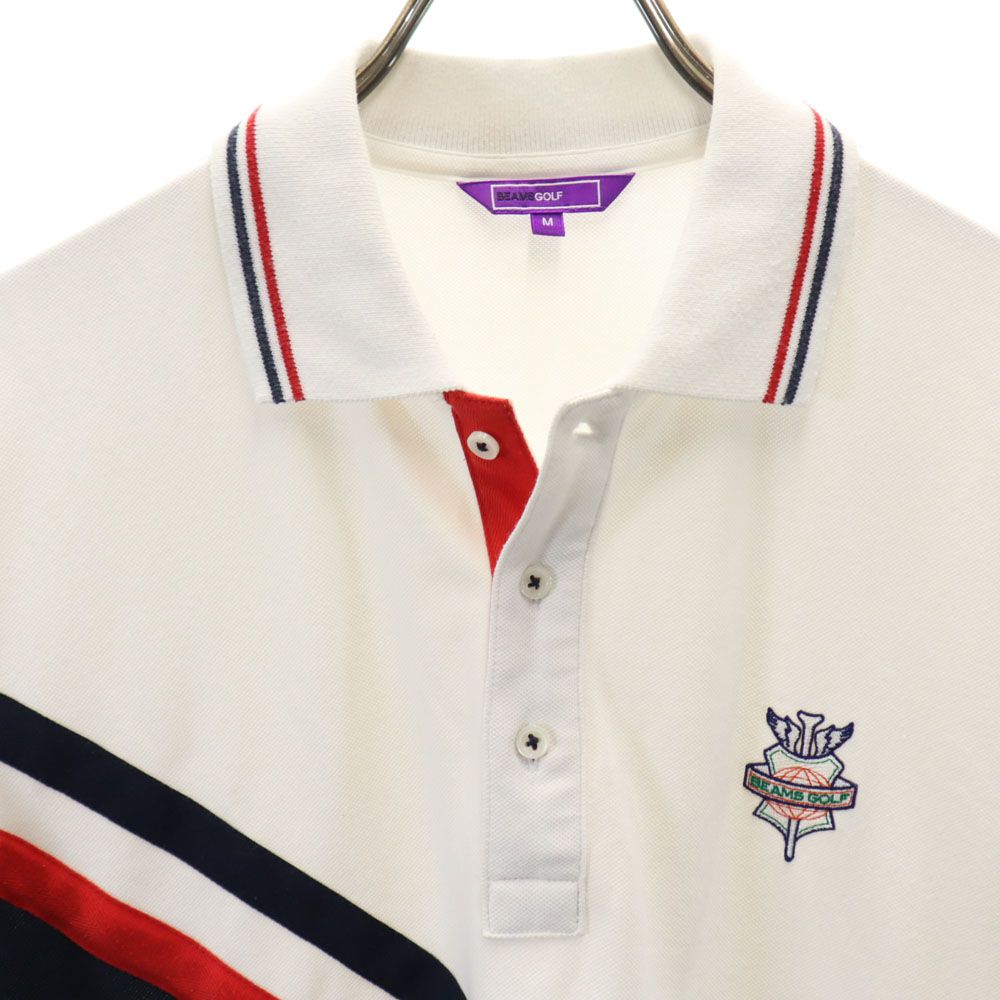 BEAMS GOLF ビームスゴルフ 日本製 半袖 鹿の子 ポロシャツ M ホワイト メンズ