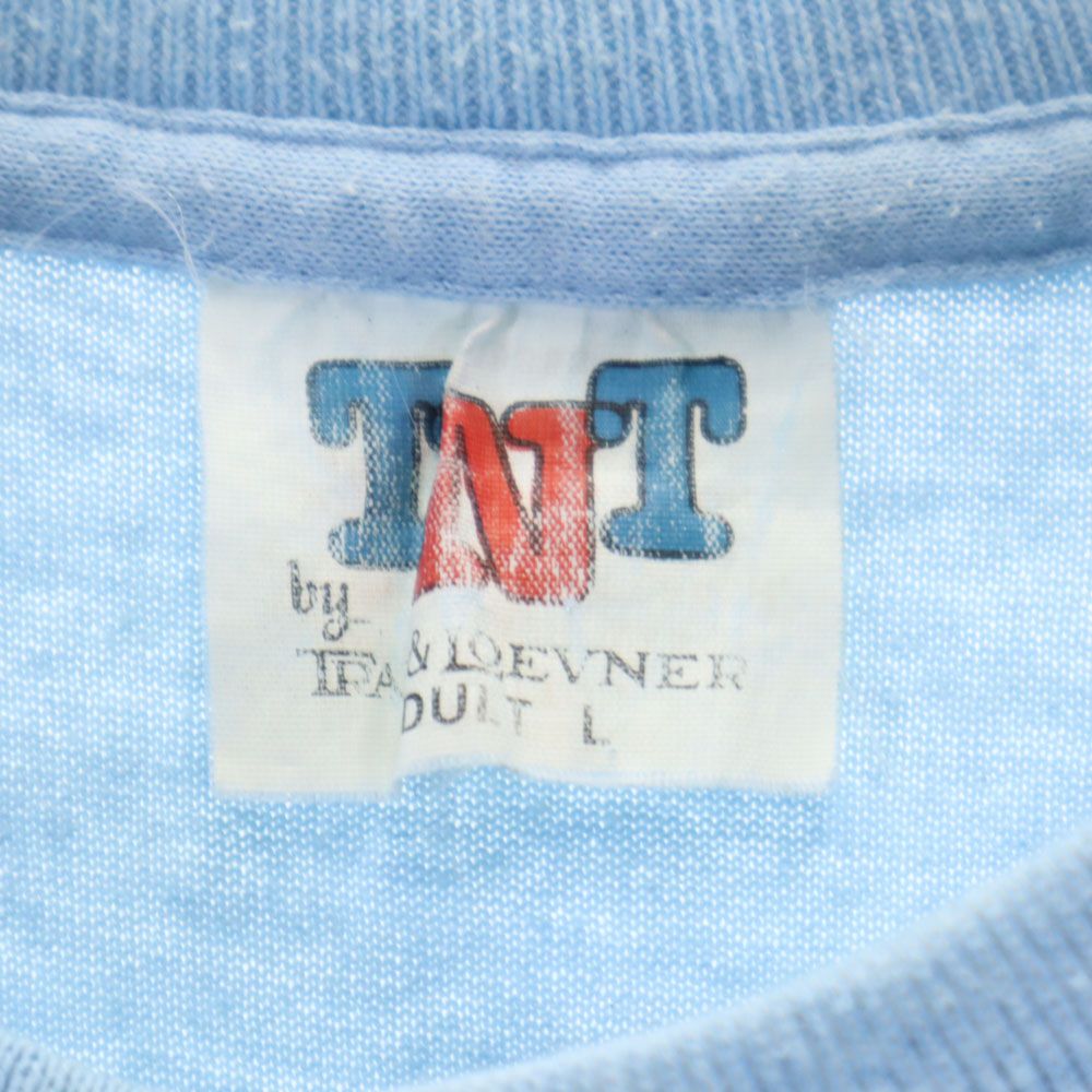 TNT by TRAU & LOEVNER 90s USA製 オールド プリント 半袖 Tシャツ L ブルー メンズ