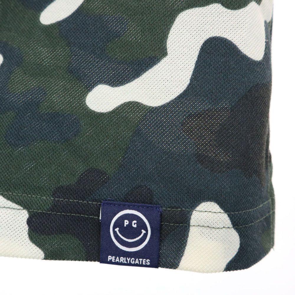 PEARLY GATES パーリーゲイツ 日本製 迷彩 プリント ゴルフ 半袖 ポロシャツ 1 グリーン系 鹿の子 レディース