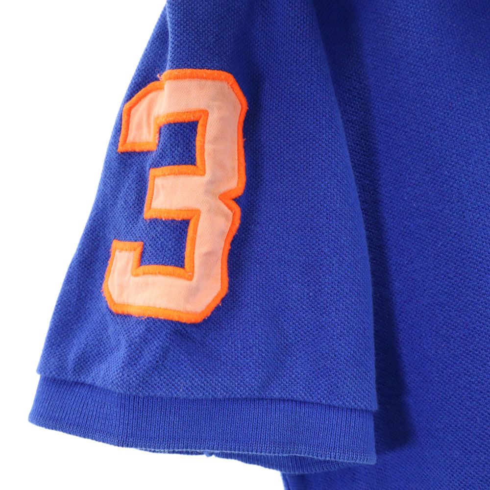 POLO RALPH LAUREN ポロラルフローレン ビッグポニー刺繍 半袖 鹿の子 ポロシャツ M ブルー キッズ