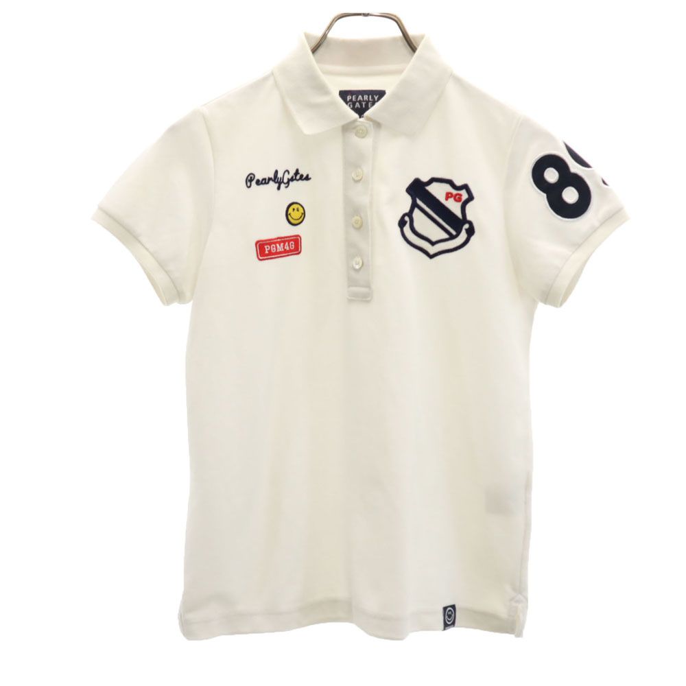 PEARLY GATES パーリーゲイツ 日本製 ゴルフ 半袖 ポロシャツ  白 鹿の子地 レディース
