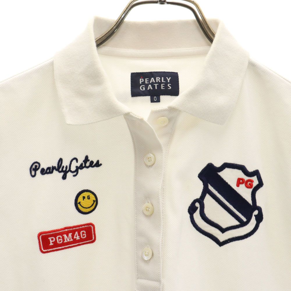 PEARLY GATES パーリーゲイツ 日本製 ゴルフ 半袖 ポロシャツ  白 鹿の子地 レディース