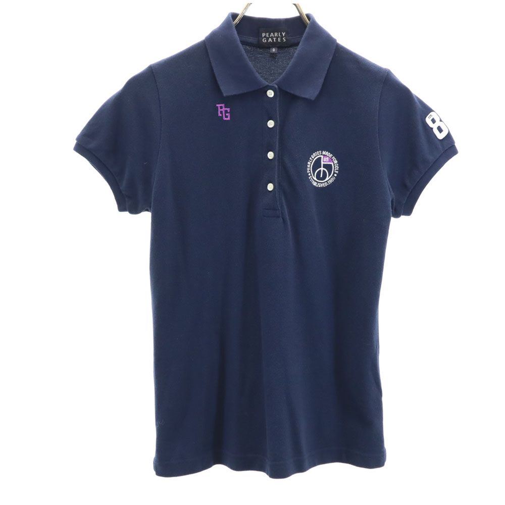 PEARLY GATES パーリーゲイツ 日本製 ゴルフ 半袖 ポロシャツ  ネイビー レディース
