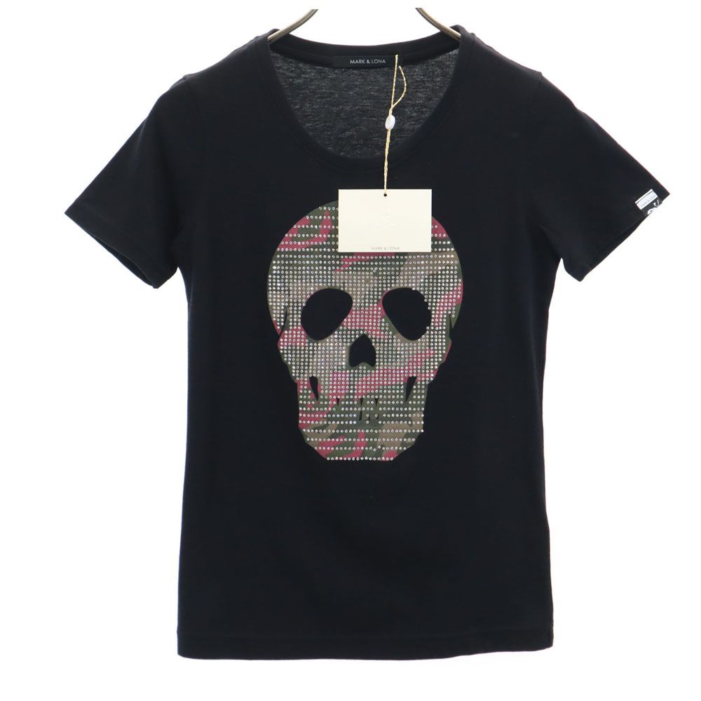 未使用 MARK&LONA マークアンドロナ 日本製 半袖 Tシャツ M ブラック スカル レディース