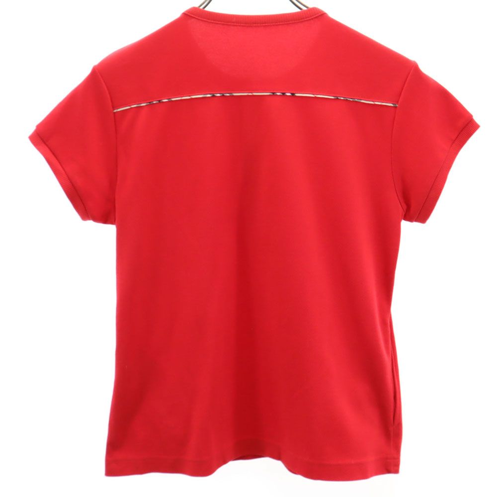 BURBERRY GOLF バーバリーゴルフ 三陽商会 日本製 ゴルフ 半袖 ハーフジップ ポロシャツ M レッド レディース