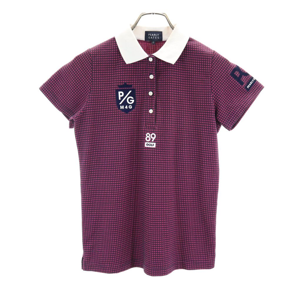 PEARLY GATES パーリーゲイツ 日本製 チェック柄 ゴルフ 半袖 ポロシャツ  マゼンタ系 GOLF レディース