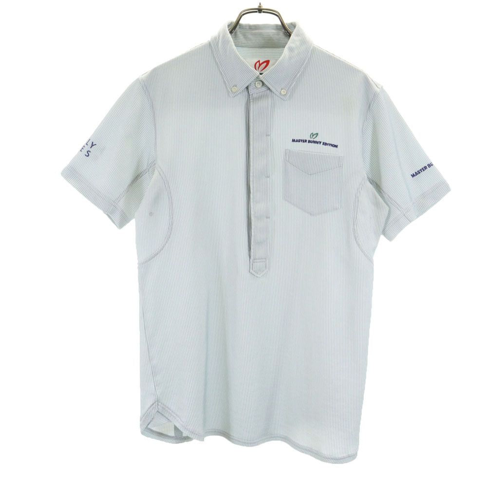 MASTER BUNNY EDITION マスターバニーエディション 日本製 ストライプ ゴルフ 半袖 ハーフボタン ボタンダウンシャツ 4 グレー系 メンズ