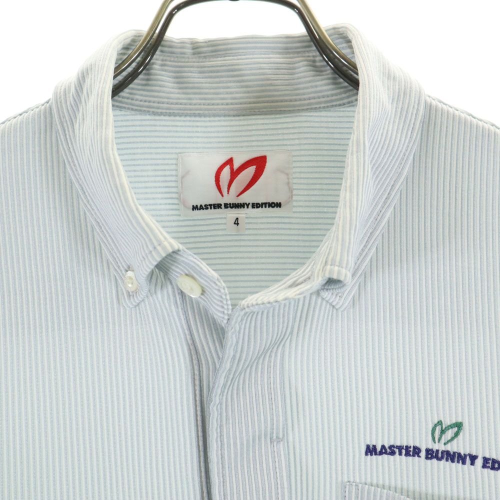 MASTER BUNNY EDITION マスターバニーエディション 日本製 ストライプ ゴルフ 半袖 ハーフボタン ボタンダウンシャツ 4 グレー系 メンズ