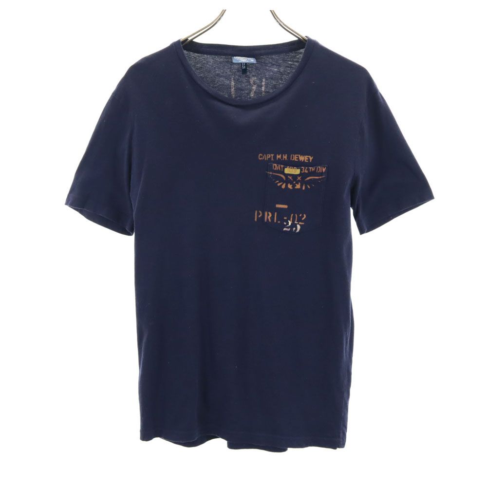 ポロバイラルフローレン バックプリント 半袖 Tシャツ S ネイビー Polo by Ralph Lauren ポケT メンズ
