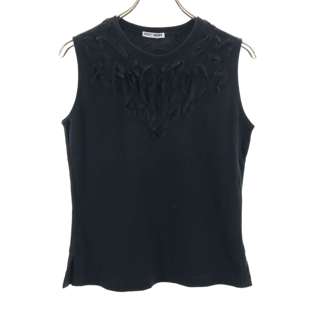 ISSEY MIYAKE WHITE LABEL イッセイミヤケホワイトレーベル 日本製 ノースリーブ カットソー 3 ブラック レディース