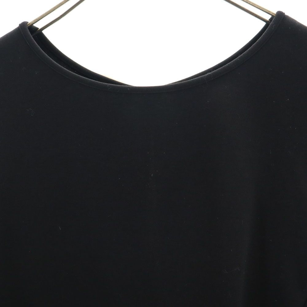 LANVIN en Bleu ランバンオンブルー 日本製 半袖 ショート丈 Tシャツ 38 ブラック フリル リボン レディース