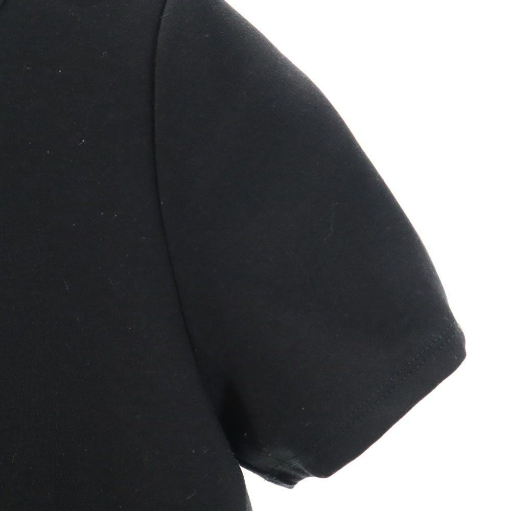 LANVIN en Bleu ランバンオンブルー 日本製 半袖 ショート丈 Tシャツ 38 ブラック フリル リボン レディース