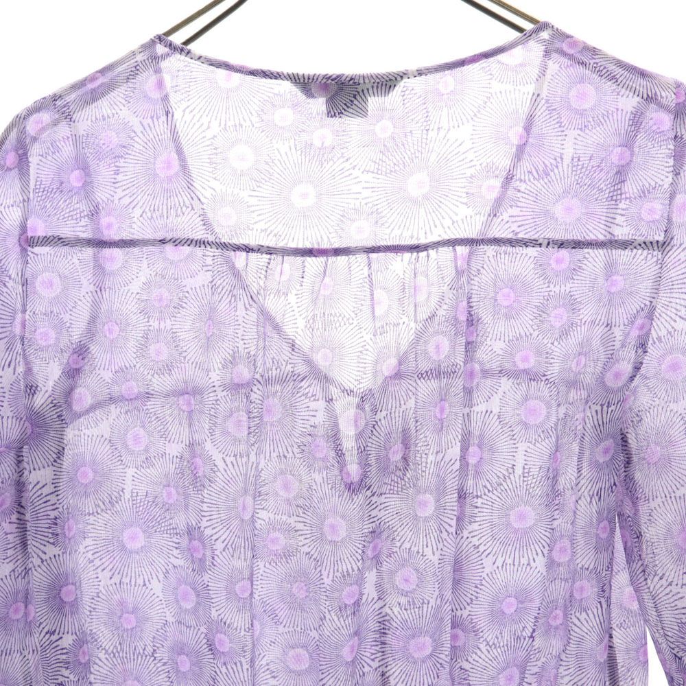 ARMANI EXCHANGE アルマーニエクスチェンジ 総柄 7分袖 シースルー チュニック XS パープル レディース