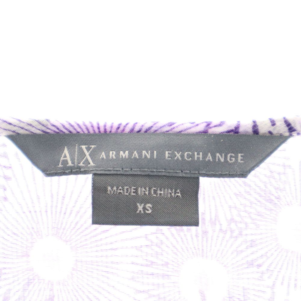 ARMANI EXCHANGE アルマーニエクスチェンジ 総柄 7分袖 シースルー チュニック XS パープル レディース