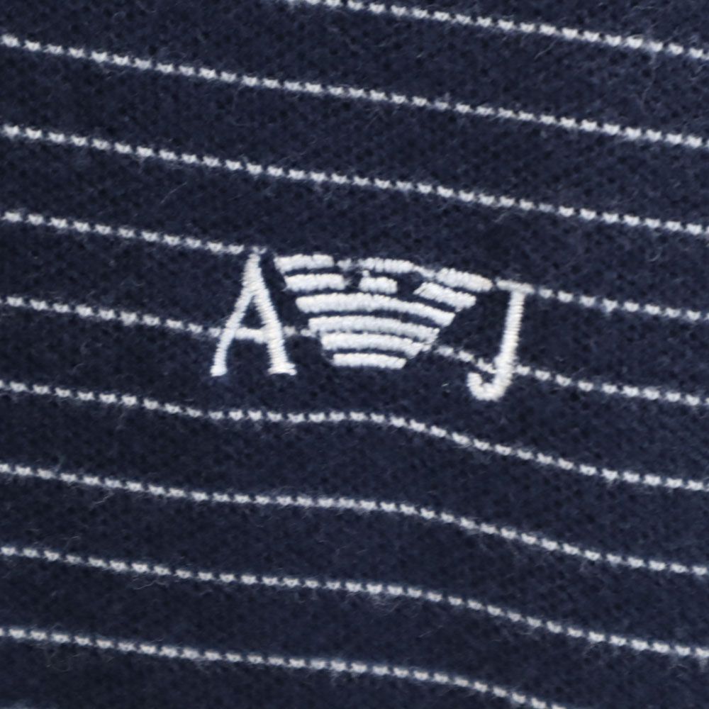 ARMANI JEANS アルマーニジーンズ ボーダー 半袖 ポロシャツ XS ネイビー系 鹿の子 メンズ