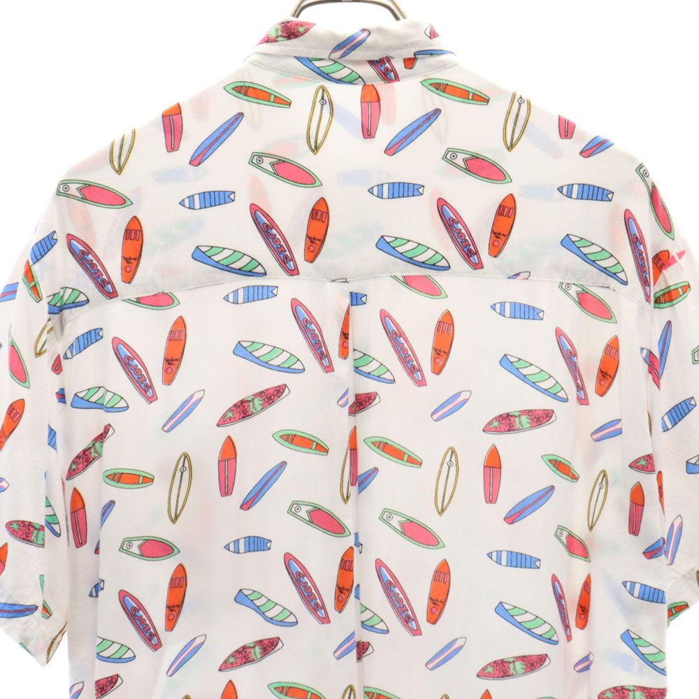 Handsome Me 総柄 半袖 ボタンダウンシャツ M 白系 メンズ