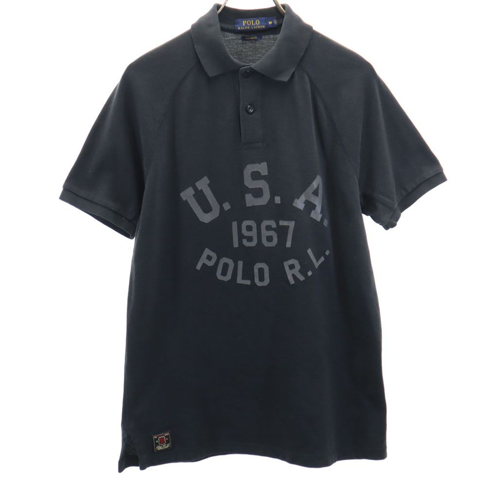 POLO RALPH LAUREN ポロラルフローレン 半袖 カスタムフィット 鹿の子 ポロシャツ M ブラック CUSTOM FIT メンズ
