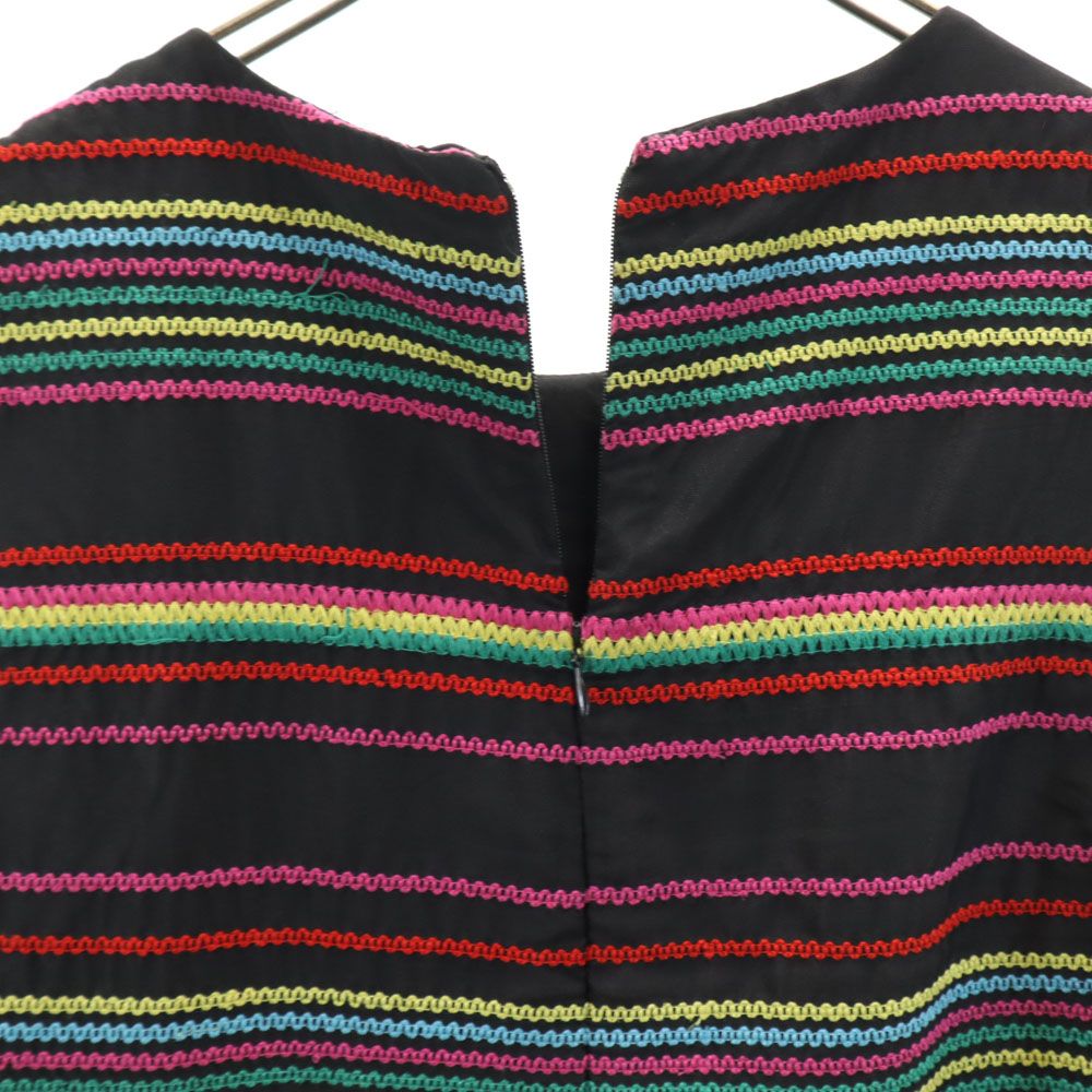 SEE BY CHLOE シーバイクロエ シルク100％ ボーダー柄 ノースリーブ ミニワンピース 4 黒系 レディース