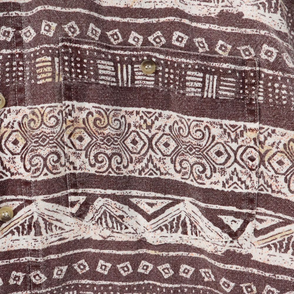 TEAM チーム 80s 90s ユーロ オールド 総柄 半袖 シャツ M ブラウン系 メンズ