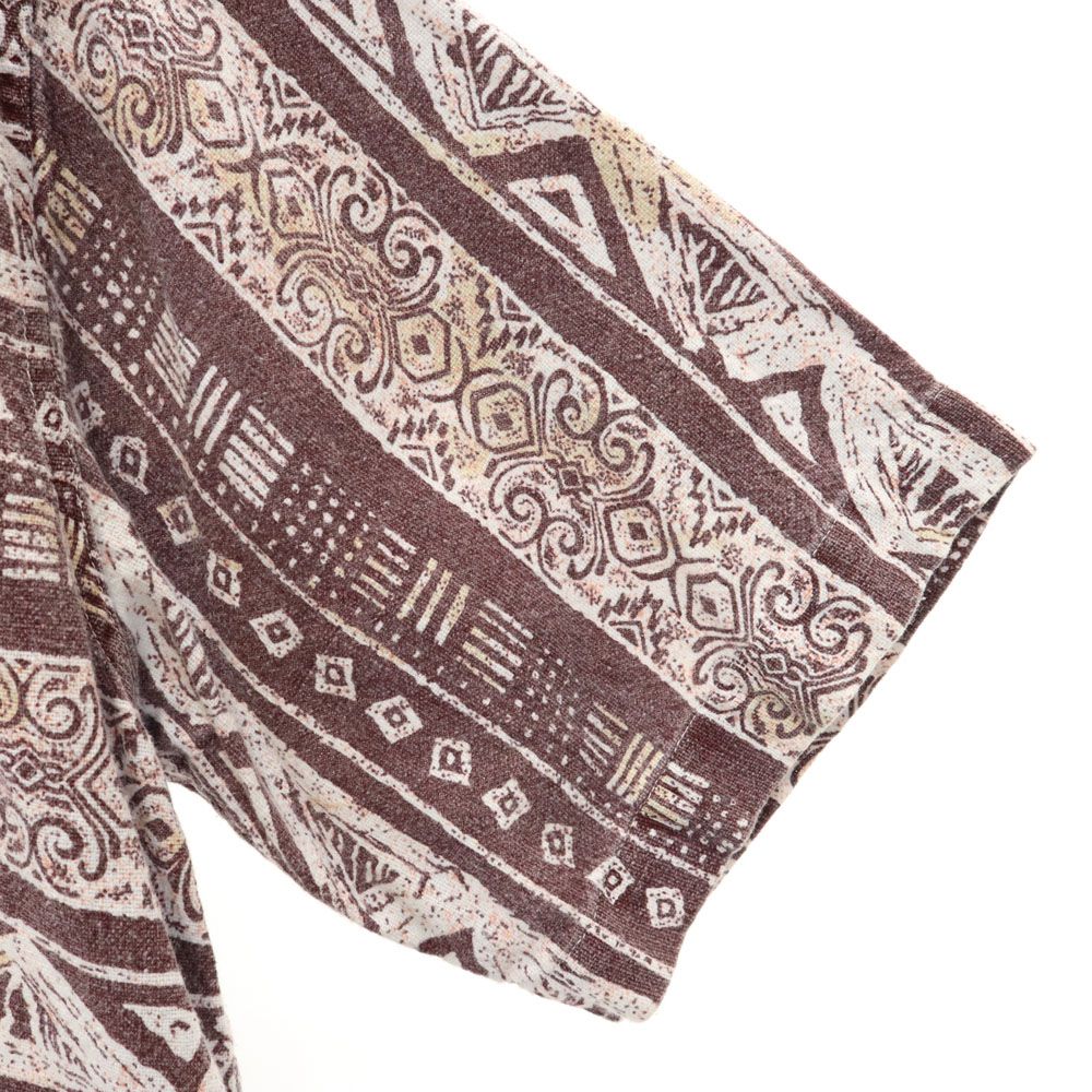 TEAM チーム 80s 90s ユーロ オールド 総柄 半袖 シャツ M ブラウン系 メンズ