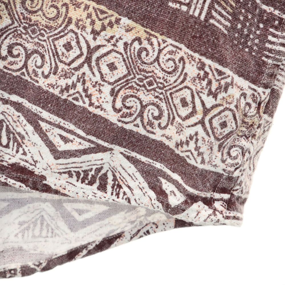 TEAM チーム 80s 90s ユーロ オールド 総柄 半袖 シャツ M ブラウン系 メンズ