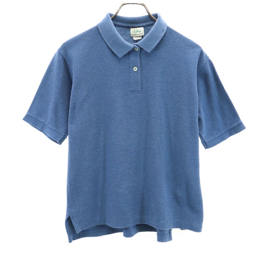 エルエルビーン 80s 90s USA製 アウトドア ヴィンテージ 半袖 ポロシャツ S ブルー系 L.L.Bean 鹿の子 レディース