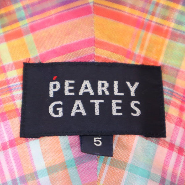 パーリーゲイツ 日本製 ゴルフ 半袖 チェックシャツ 5 ピンク系 PEARLY GATES メンズ