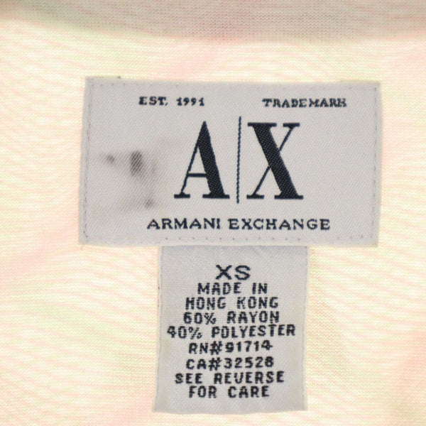 アルマーニエクスチェンジ 90s オールド 総柄 半袖 オープンカラーシャツ XS ベージュ系 ARMANI EXCHANGE メンズ