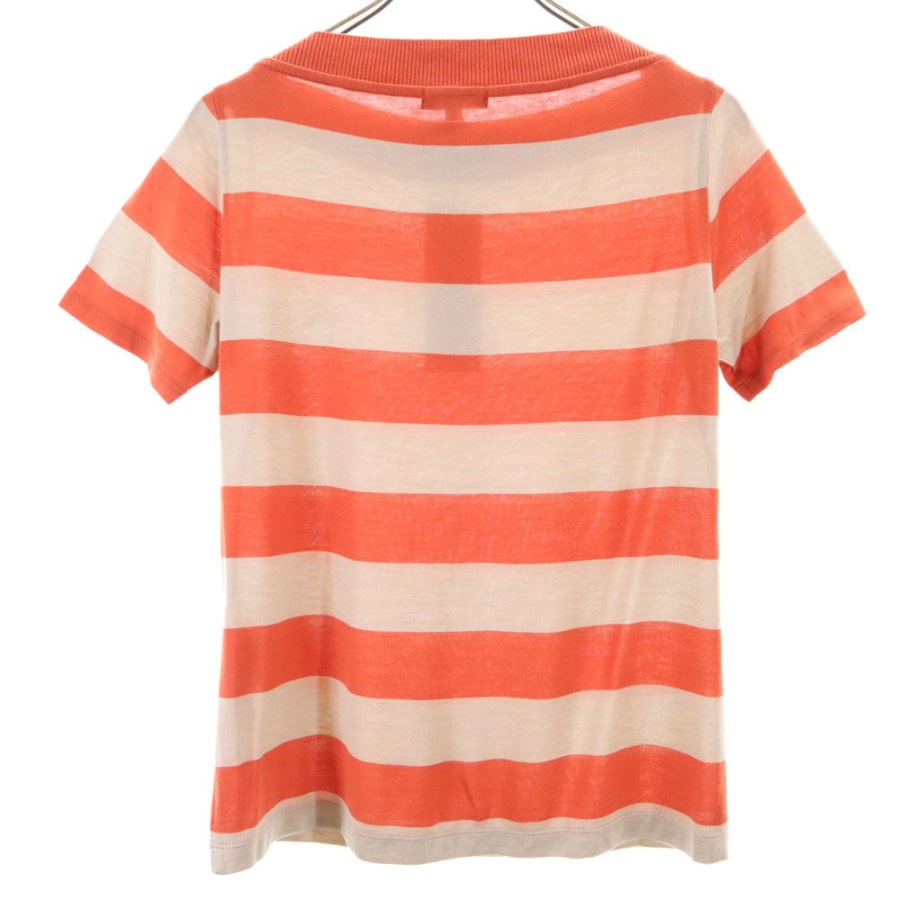 未使用 BURBERRY LONDON バーバリーロンドン 三陽商会 日本製 ボーダー 半袖 ボートネック カットソー 2 オレンジ系 タグ付き レディース