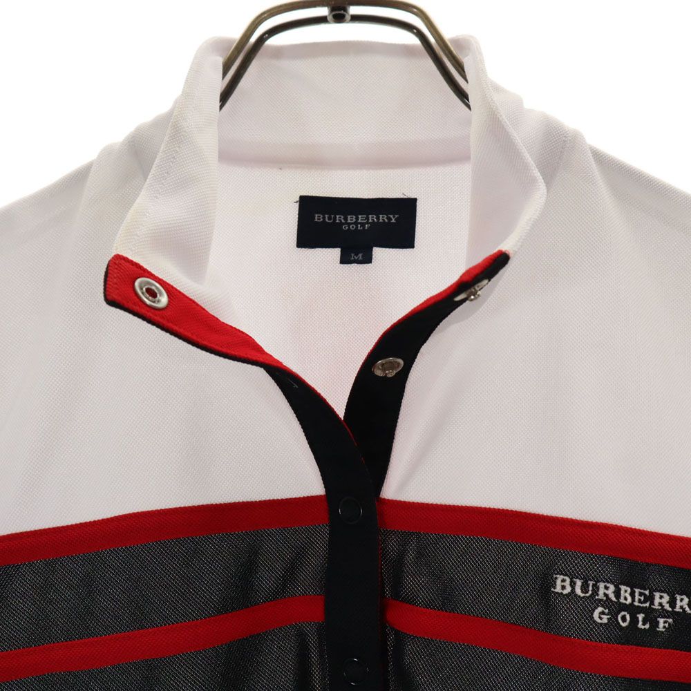 BURBERRY GOLF バーバリーゴルフ 三陽商会 日本製 ゴルフ 半袖 ポロシャツ M ホワイト系 鹿の子 レディース