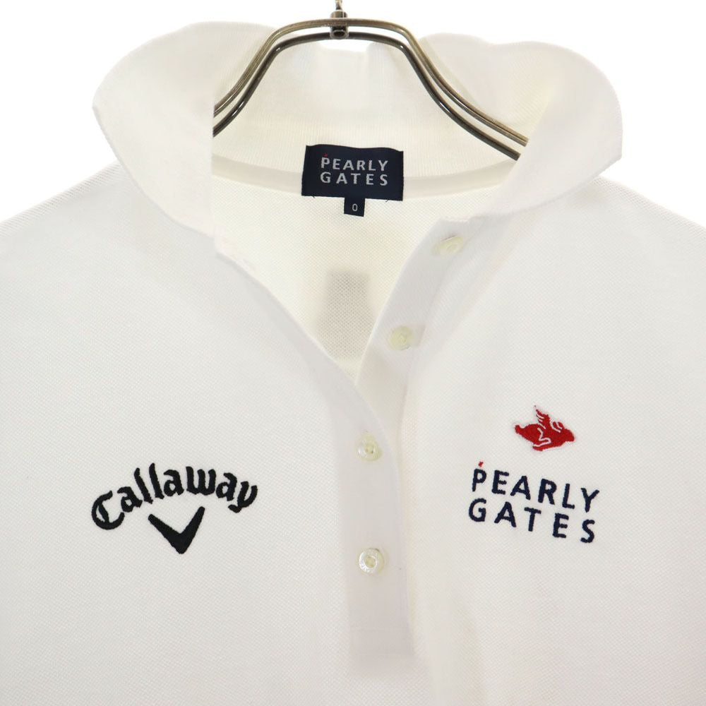 PEARLY GATES パーリーゲイツ 日本製 くまモン 刺繍 ゴルフ 半袖 ポロシャツ  ホワイト 鹿の子 レディース