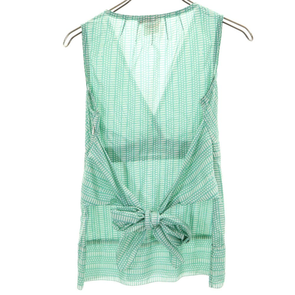 Tory Burch トリーバーチ 総柄 ノースリーブ ブラウス 2 グリーン系 レディース