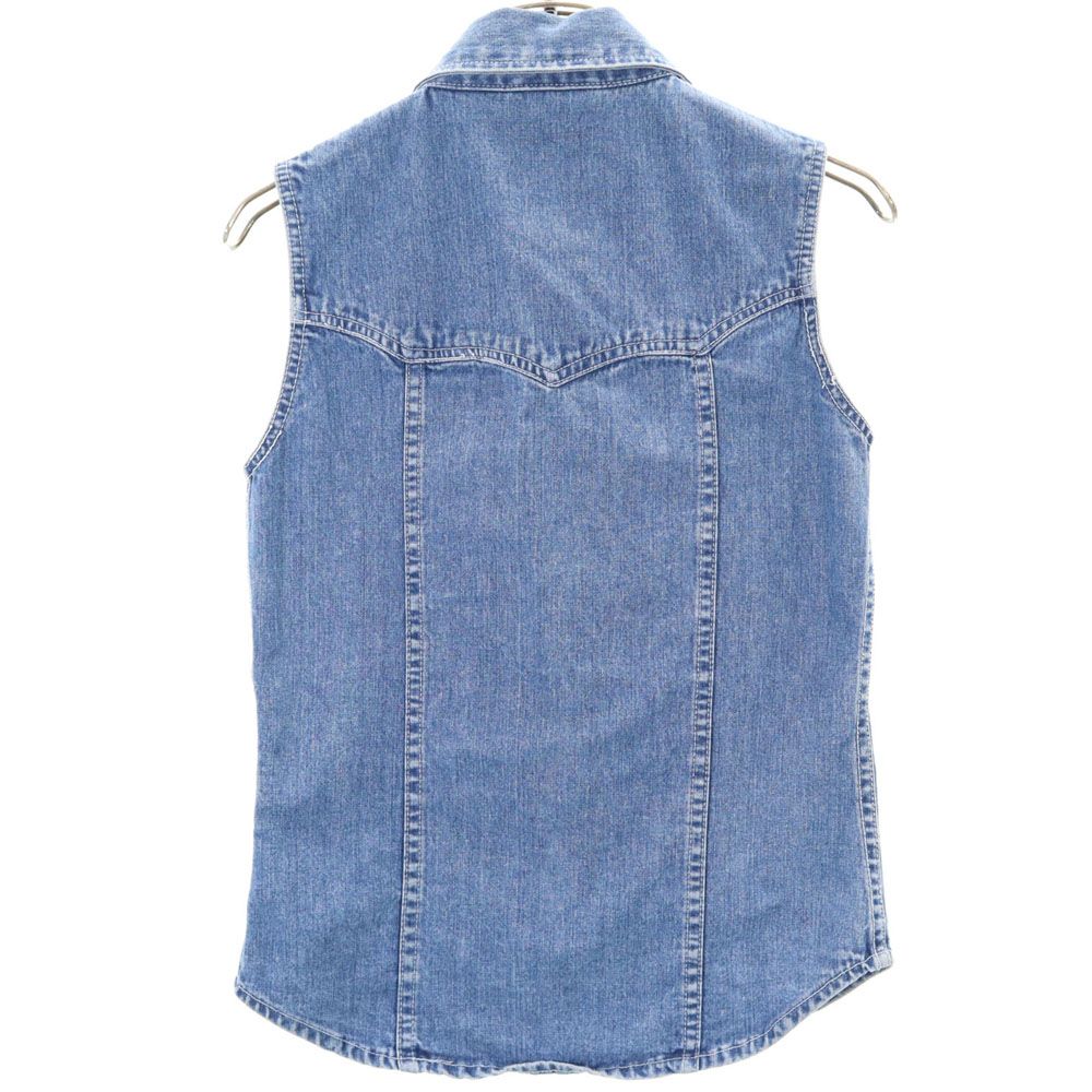 DKNYJEANS ダナキャランジーンズ 90s オールド ノースリーブ ウエスタンヨーク デニム ベスト S インディゴブルー レディース