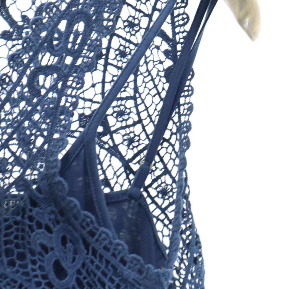 未使用 LAUREN RALPH LAUREN ローレンラルフローレン ノースリーブ レース切替 キャミソール S ネイビー アンサンブル レディース