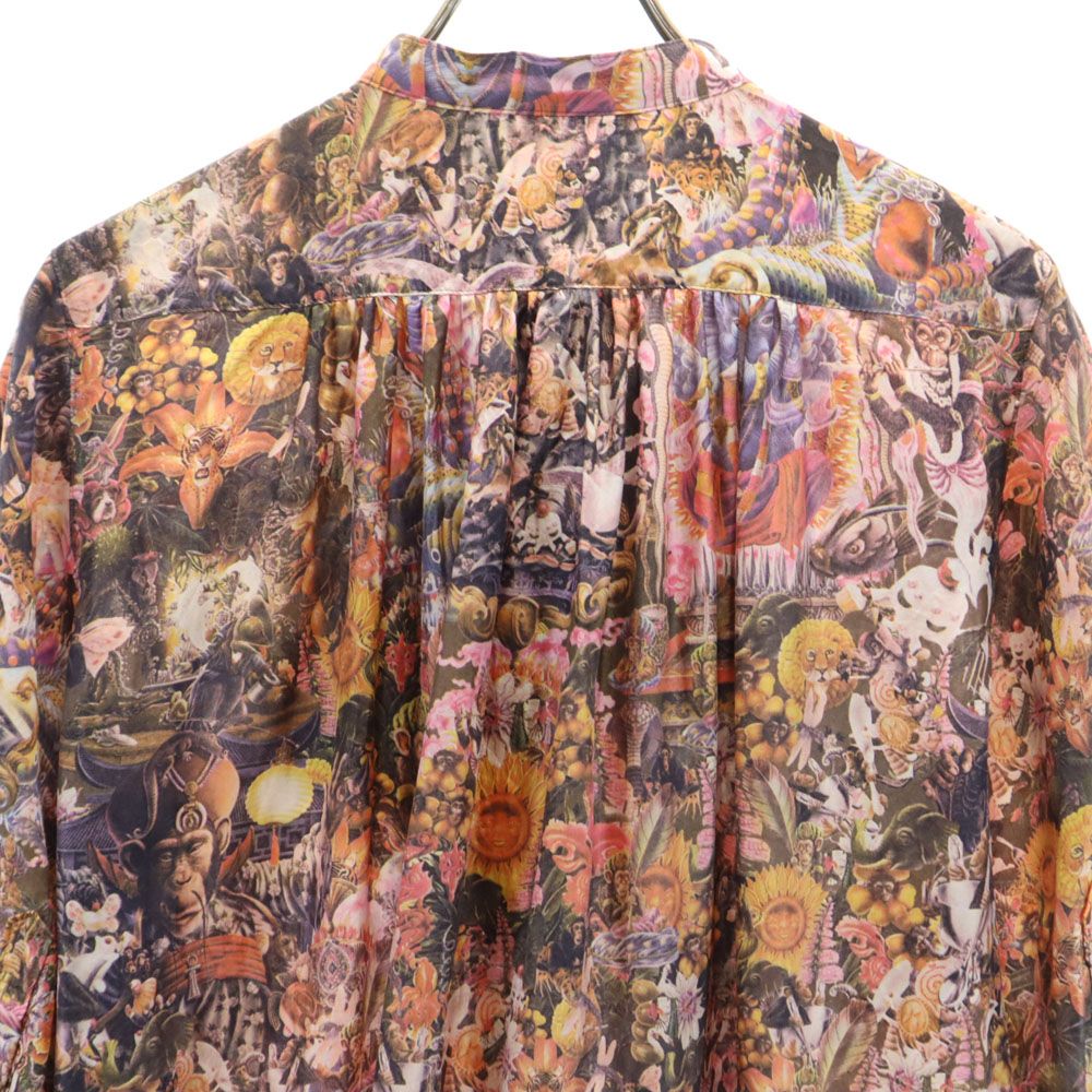 Paul Smith ポールスミス アニマル 総柄 半袖 ハーフボタン チュニック 40 リボンタイ レディース