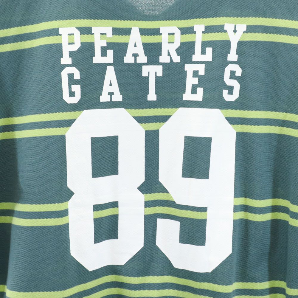 PEARLY GATES パーリーゲイツ ボーダー 半袖 ポロシャツ 1 グリーン系 鹿の子 レディース