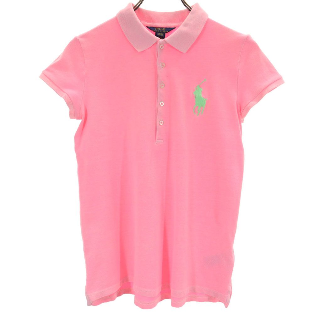 POLO RALPH LAUREN ポロラルフローレン ビッグポニー刺繍 半袖 鹿の子 ポロシャツ XL 16 ピンク キッズ