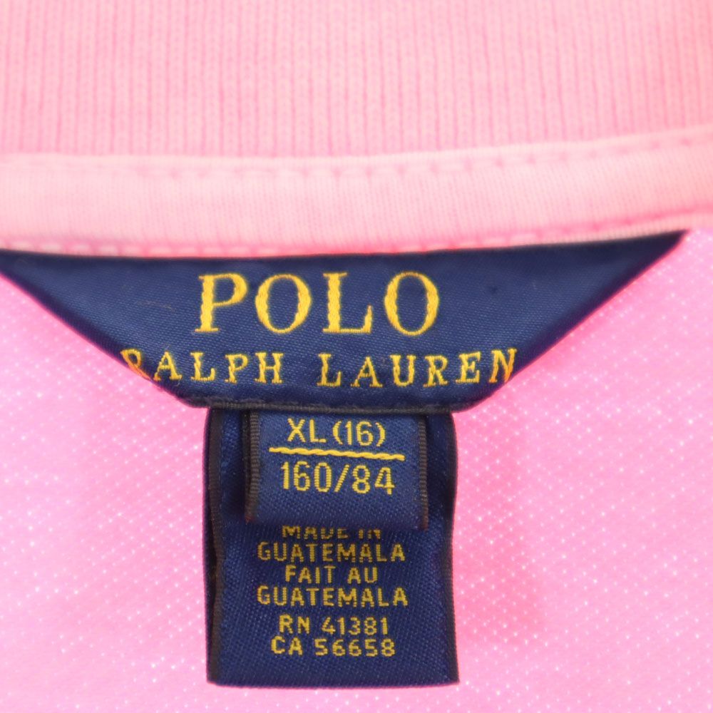 POLO RALPH LAUREN ポロラルフローレン ビッグポニー刺繍 半袖 鹿の子 ポロシャツ XL 16 ピンク キッズ