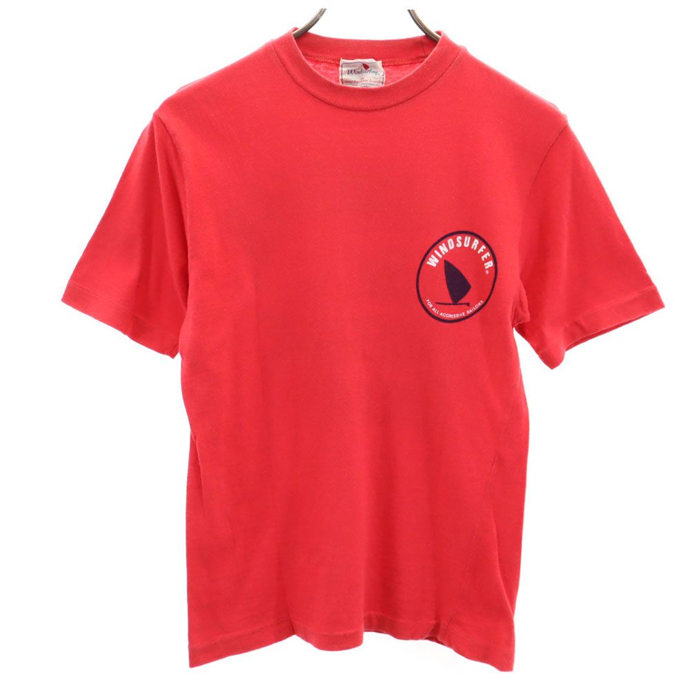 ウインドサーフィン 日本製 バックプリント 半袖 Tシャツ S レッド系 Windsurfing メンズ