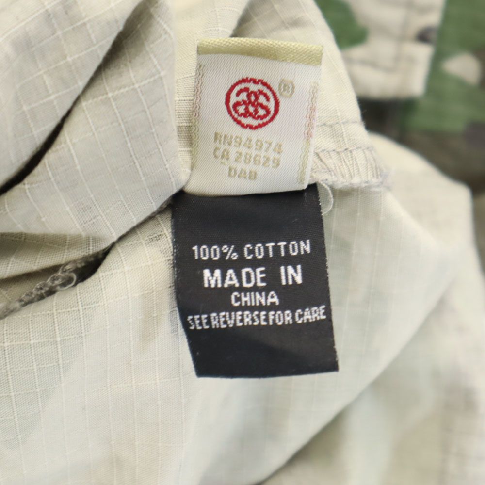 STUSSY ステューシー カモフラ柄 半袖 ミリタリーシャツ S カーキ 迷彩 メンズ