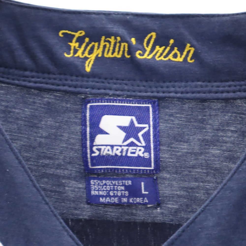 STARTER スターター 90s オールド ノートルダム カレッジ 半袖 ファイティング アイリッシュ ゲーム シャツ L ネイビー NCAA メンズ