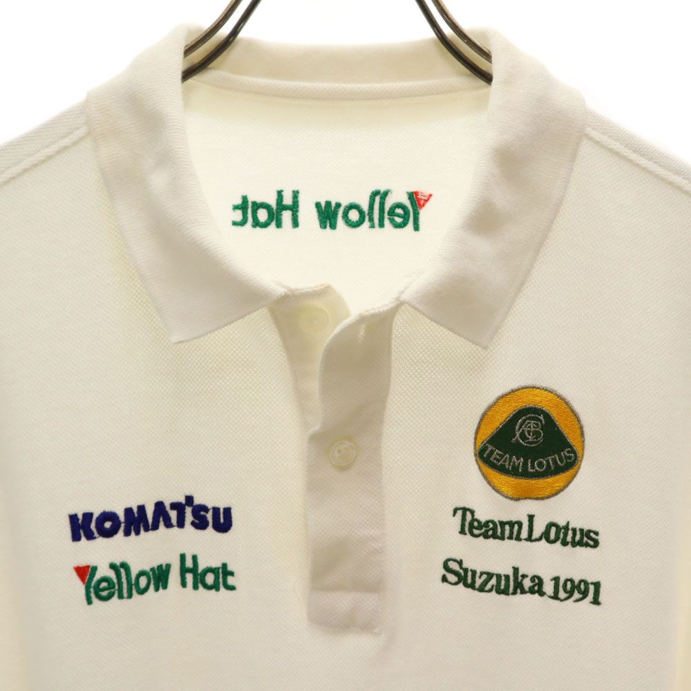 Yellow Hat 刺繍 半袖 ポロシャツ ホワイト Yellow Hat 鹿の子 メンズ