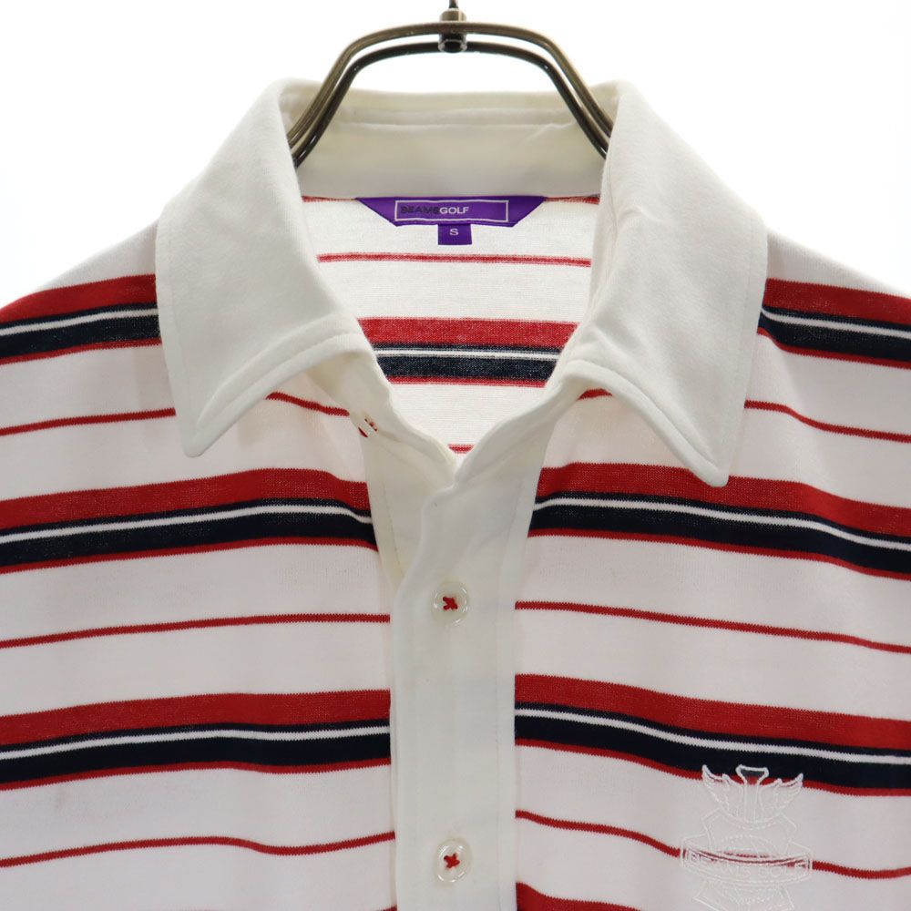 BEAMS ビームス 日本製 ボーダー柄 ゴルフ 半袖 ポロシャツ S ホワイト GOLF メンズ