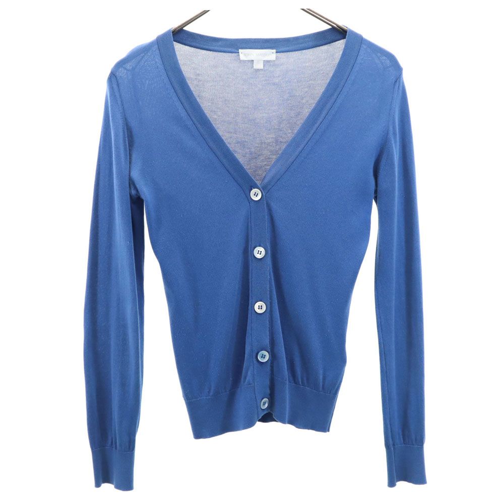 JOHN SMEDLEY ジョンスメドレー イギリス製 長袖 ニット カーディガン S 青紺 レディース