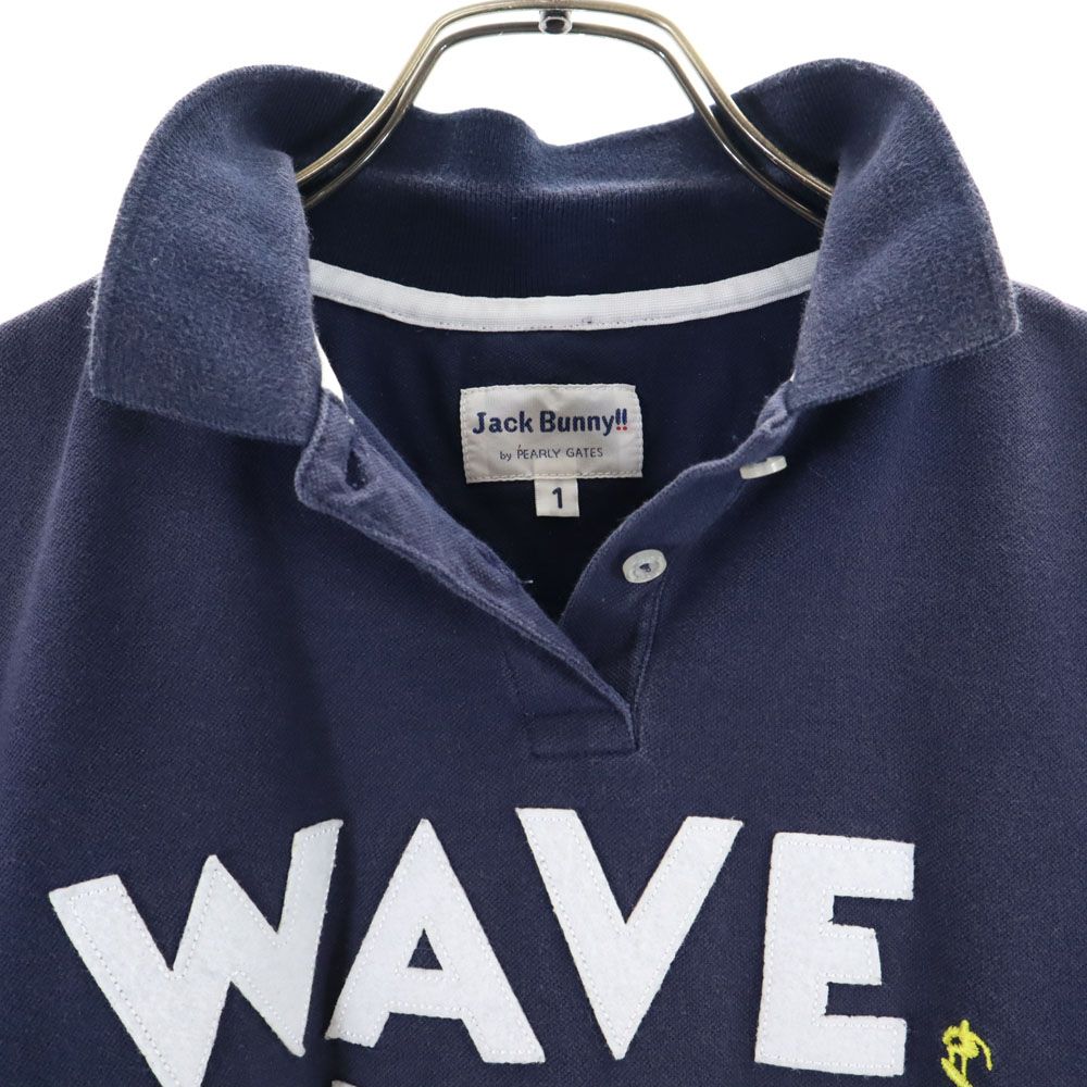Jack Bunny!! ジャックバニー ゴルフ 半袖 ポロシャツ 1 ネイビー 鹿の子 レディース