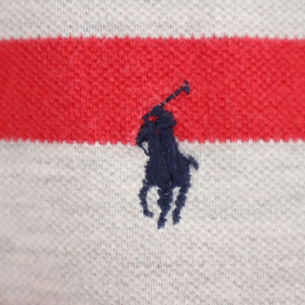POLO SPORT RALPH LAUREN ポロスポーツラルフローレン ボーダー柄 半袖 ポロシャツ S グレー 鹿の子 メンズ